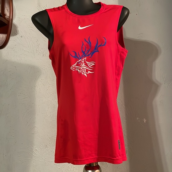 NWOT S/P Nike Pro Dri Fit red sleeveless graphic pullover athletic shirt top - Picture 2 of 15